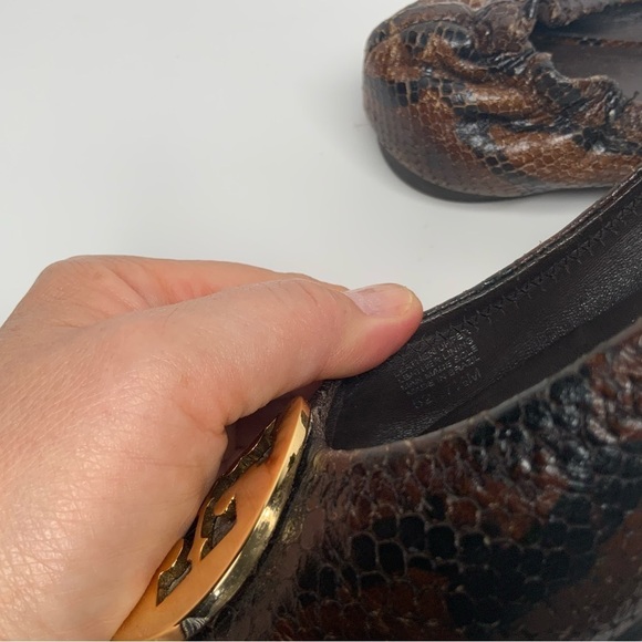 Tory Burch brown leather snakeskin flats.‎ - Picture 9 of 11